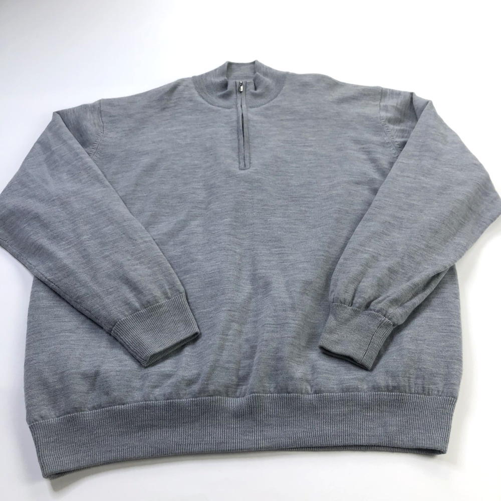 FootJoy XXL 100% Wool 1/4 Zip Fully Lined Golf Sweater Jacket Mens Gray